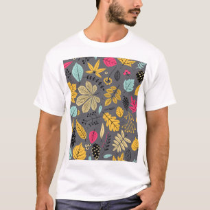 Autumn Leaves: Seamless Dark Pattern T-Shirt