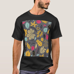 Autumn Leaves: Seamless Dark Pattern T-Shirt