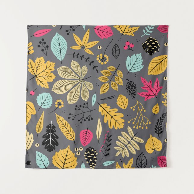 Autumn Leaves: Seamless Dark Pattern Tapestry (Front)