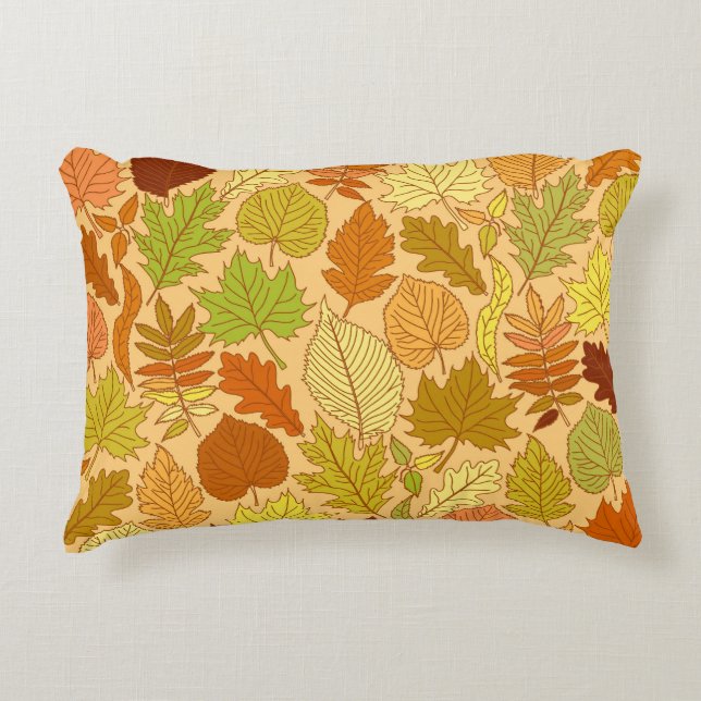 Autumn leaves: seamless fabric print decorative cushion (Front)