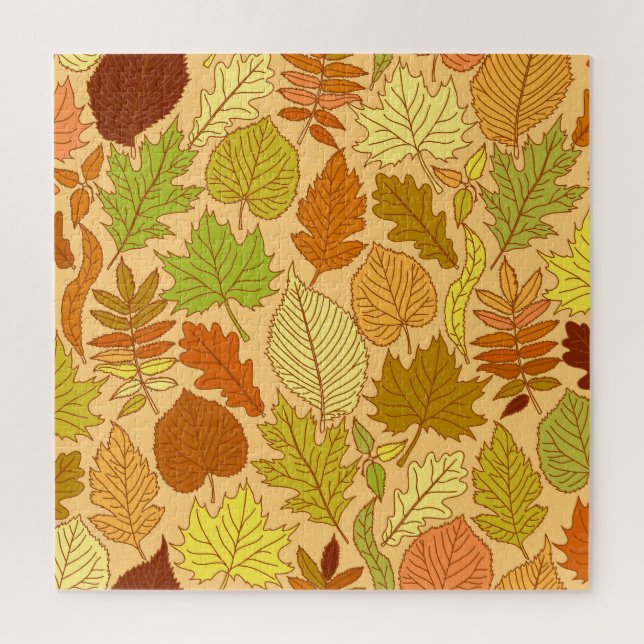 Autumn leaves: seamless fabric print jigsaw puzzle (Vertical)