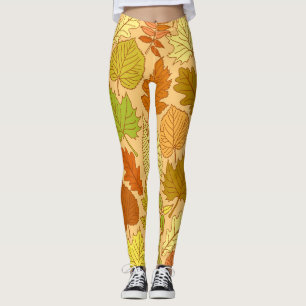 Autumn leaves: seamless fabric print leggings