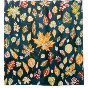 Autumn leaves seamless pattern background vintage shower curtain