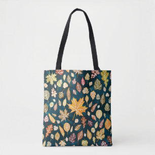 Autumn leaves seamless pattern background vintage tote bag