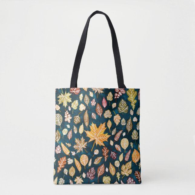 Autumn leaves seamless pattern background vintage tote bag (Front)