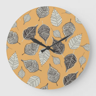 Autumn leaves, seamless vintage pattern. large clock
