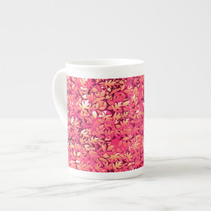 Autumn leaves, shades of red and orange bone china mug