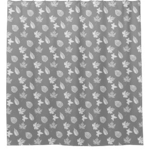 Autumn leaves - silver grey and white shower curtain