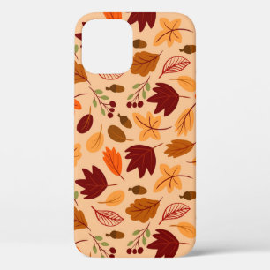 Autumn leaves, simple childish seamless pattern. iPhone 12 case