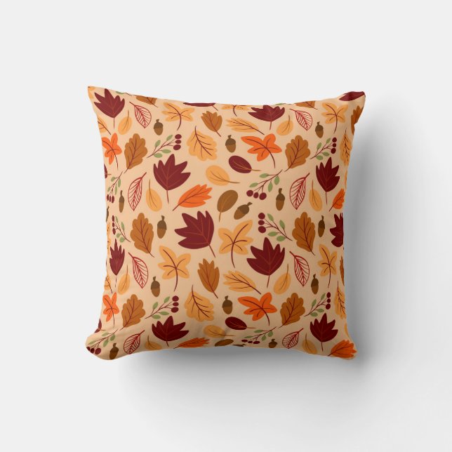 Autumn leaves, simple childish seamless pattern. cushion (Front)