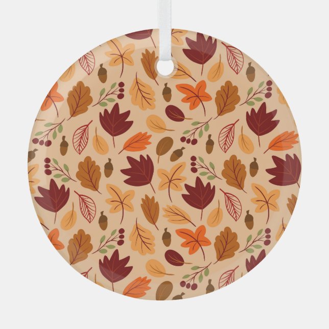 Autumn leaves, simple childish seamless pattern. glass tree decoration (Front)