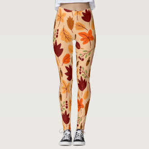 Autumn leaves, simple childish seamless pattern. leggings