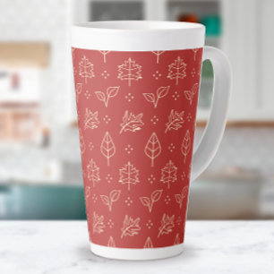 Autumn Leaves Simple Graphic Print in Red Latte Mug
