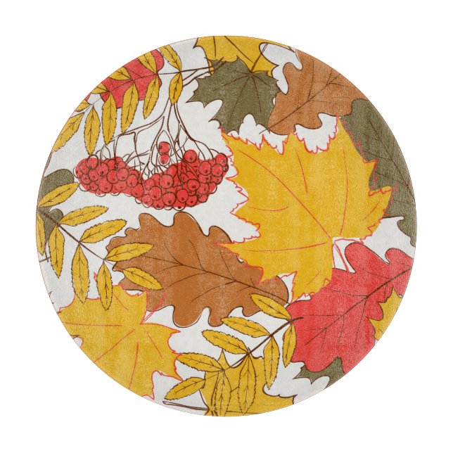 Autumn leaves, simple seamless pattern cutting board (Front)