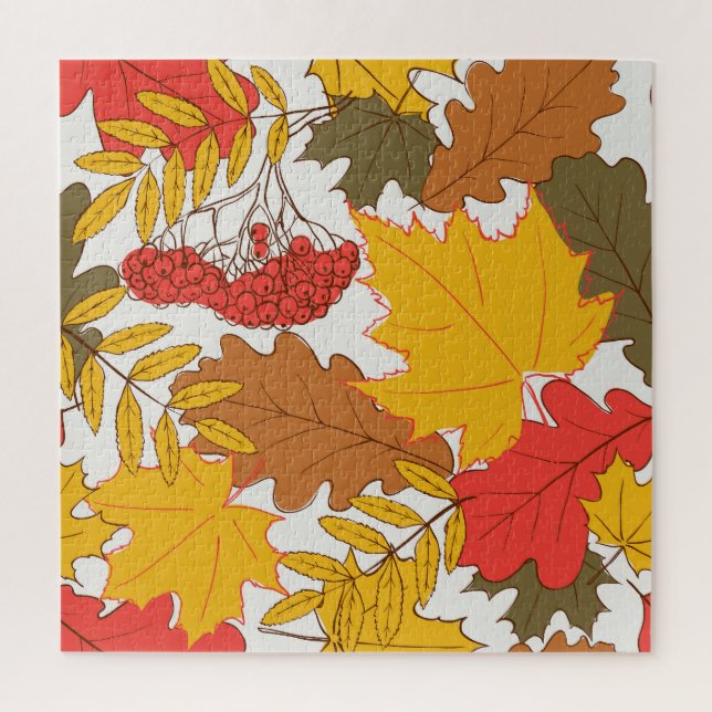 Autumn leaves, simple seamless pattern jigsaw puzzle (Vertical)
