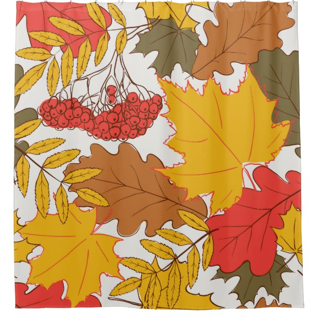 Autumn leaves, simple seamless pattern shower curtain (Front)