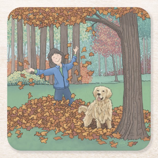  Autumn Leaves Square Paper Coaster (Front)