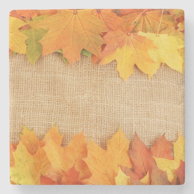 Autumn leaves stone coaster (Front)