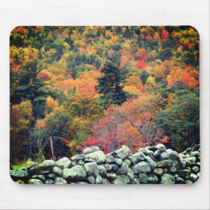Autumn Leaves Stone Wall Mouse Mat