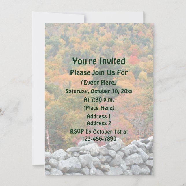 Autumn Leaves Stone Wall Nature  Invitation (Front)