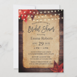 Autumn Leaves & String Lights Bridal Shower Invitation