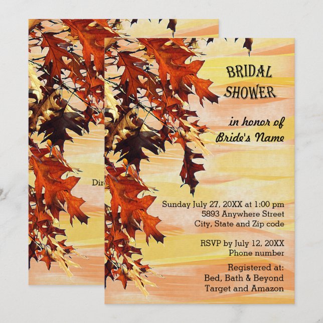Autumn Leaves Swirl Colour Bridal Shower Invitatio Invitation (Front/Back)