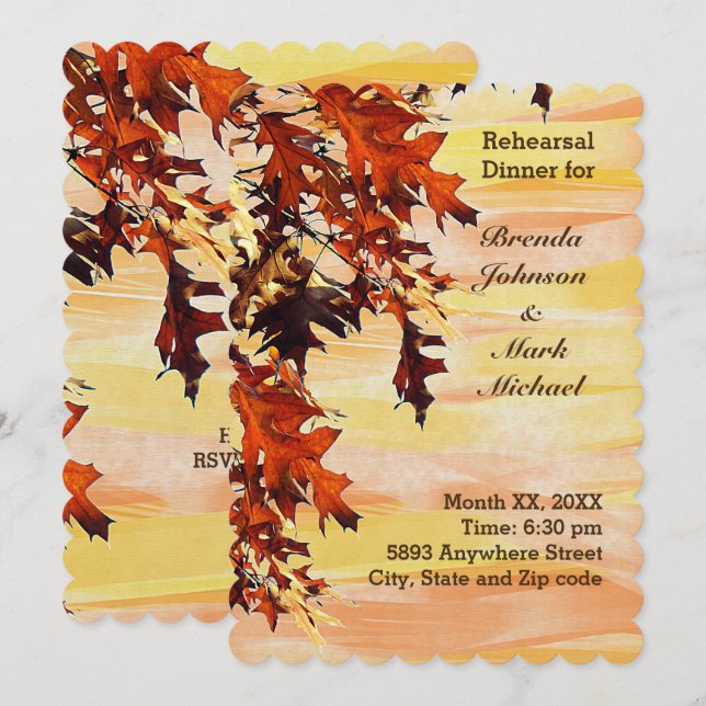 Autumn Leaves Swirl Colour Rehearsal Dinner Invite (Front/Back)
