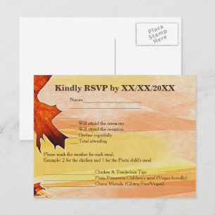 Autumn Leaves Swirl Colour RSVP and Menu Postcard