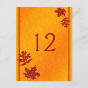 Autumn Leaves Table Number Card
