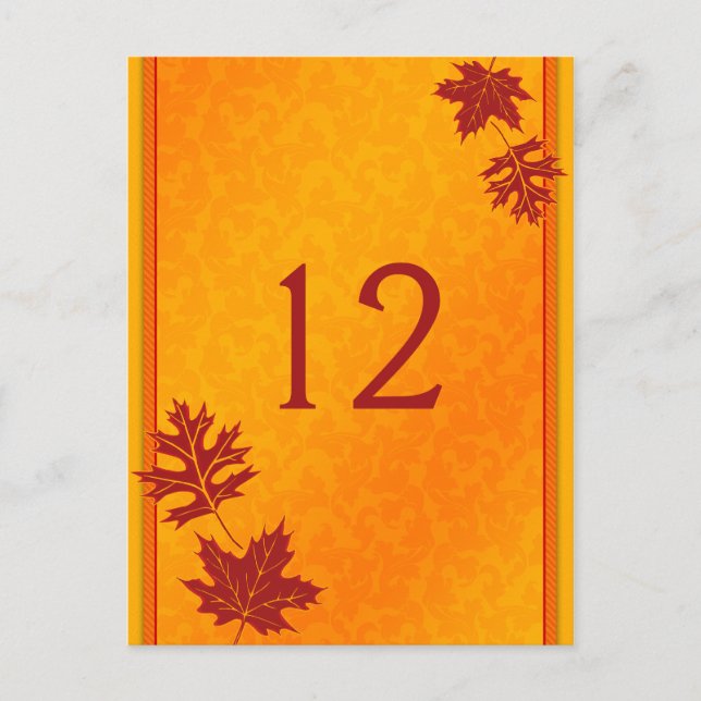 Autumn Leaves Table Number Card (Front)