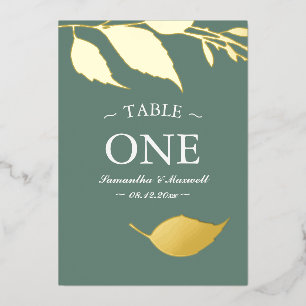 Autumn Leaves Table Number Foil Card