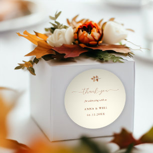 Autumn Leaves Terracotta Chic Fall Wedding Favour Classic Round Sticker