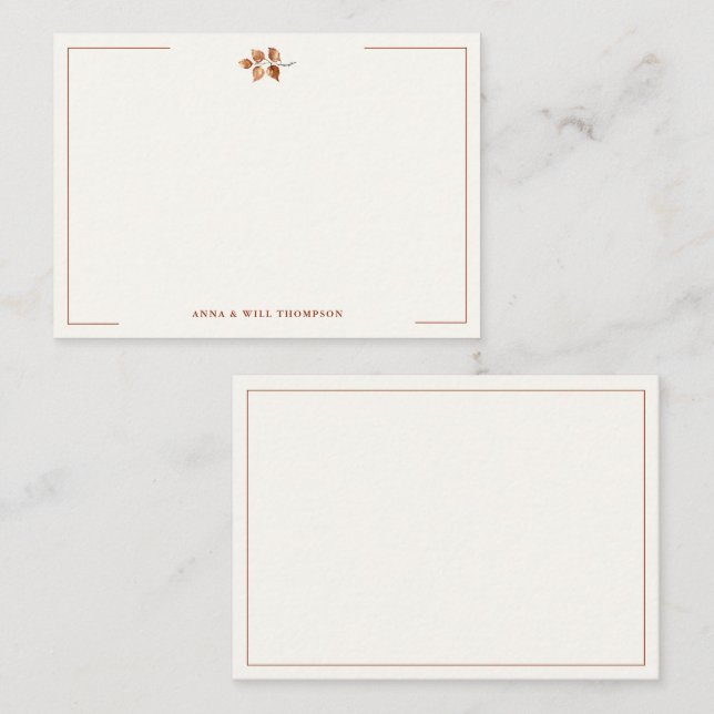 Autumn Leaves Terracotta Elegant Wedding Couple Card (Front/Back)