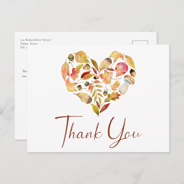 Autumn Leaves Thank You Postcard (Front/Back)