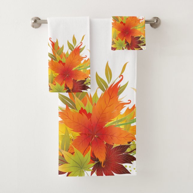 Autumn Leaves Thanksgiving Bath Towel Set (Insitu)