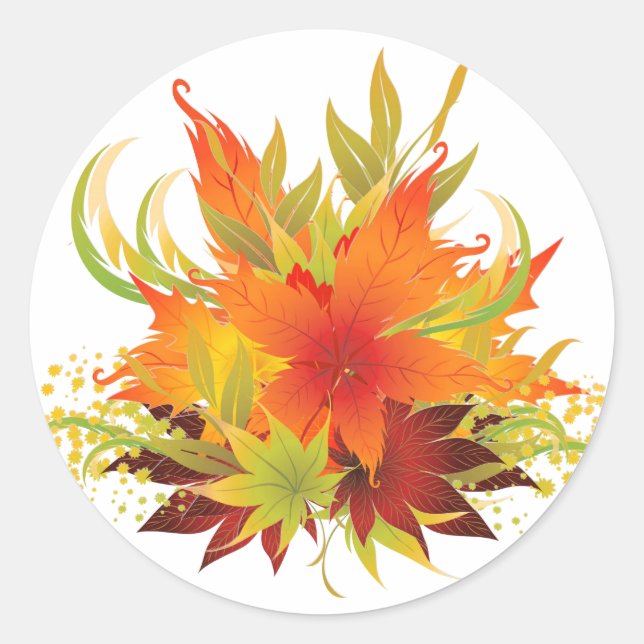 Autumn Leaves Thanksgiving Classic Round Sticker (Front)