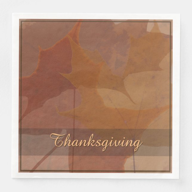 Autumn Leaves Thanksgiving Custom Text Colour Napkin (Front)