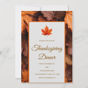 Autumn Leaves Thanksgiving Dinner Invitation