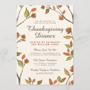 Autumn Leaves Thanksgiving Dinner Invitation