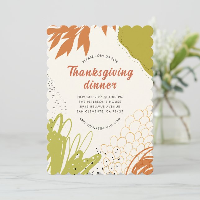 Autumn Leaves Thanksgiving Dinner Invitation (Standing Front)