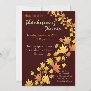 Autumn Leaves Thanksgiving Dinner Invitation