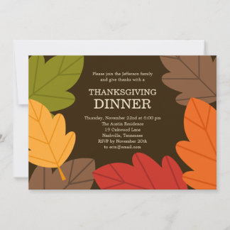Autumn Leaves Thanksgiving Dinner Invitation