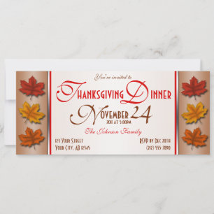 Autumn Leaves Thanksgiving Dinner Invitations