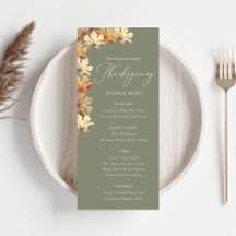 Autumn Leaves Thanksgiving Dinner Menu