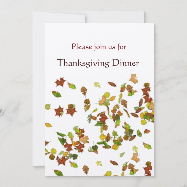 AUTUMN LEAVES Thanksgiving Dinner Party gold Invitation (Front)
