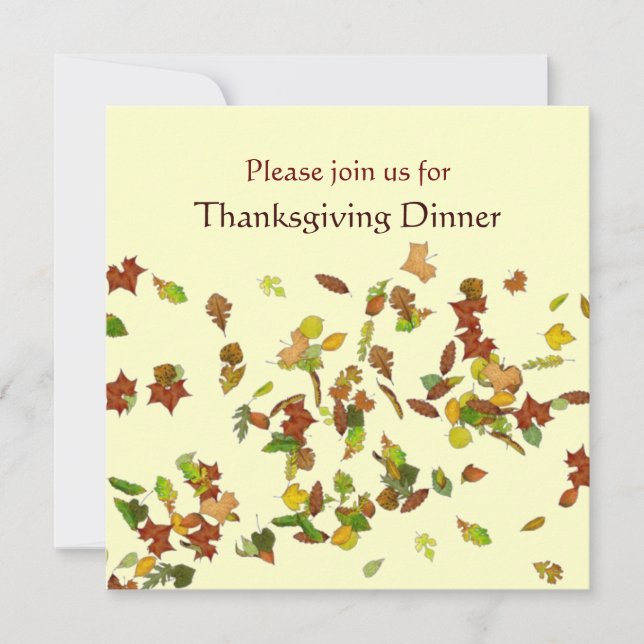 AUTUMN LEAVES Thanksgiving Dinner Party Invitation (Front)
