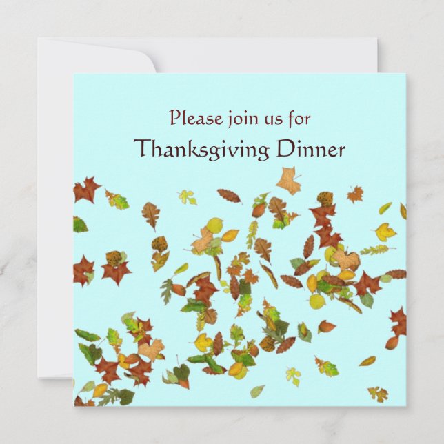 AUTUMN LEAVES Thanksgiving Dinner Party Invitation (Front)