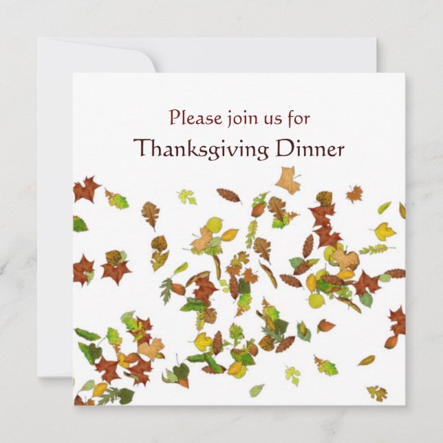 AUTUMN LEAVES Thanksgiving Dinner Party Invitation (Front)