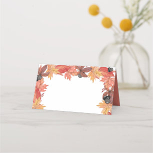 Autumn Leaves Thanksgiving Folded Place Card