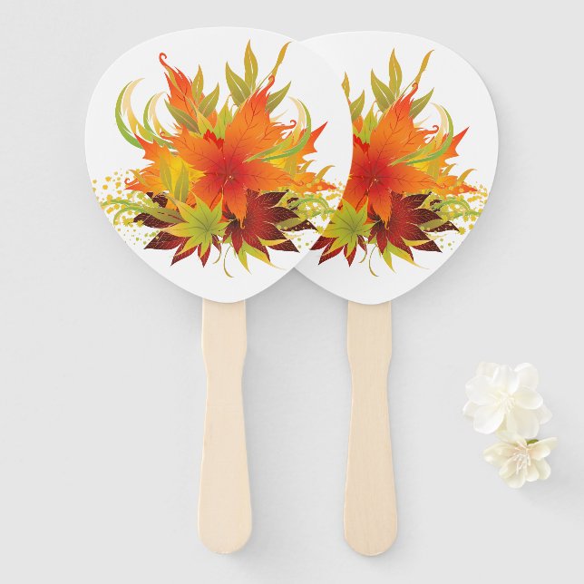 Autumn Leaves Thanksgiving Hand Fan (Front and Back)